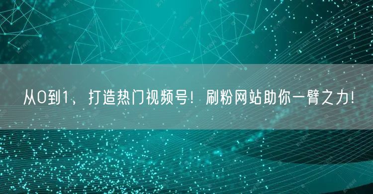 从0到1,打造热门视频号!刷粉网站助你一臂之力!