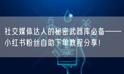 社交媒体达人的秘密武器库必备——小红书粉丝自助下单教程分享！